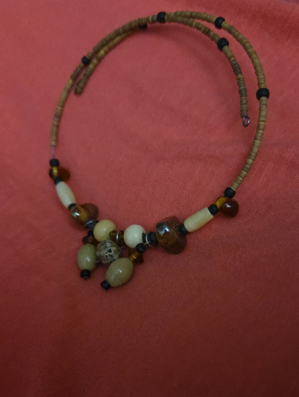 Handmade Brown and Cream Beaded Necklace